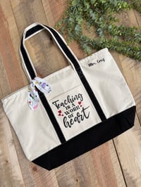 Image 2 of Personalized Teacher Tote – “Teaching is a Work of Heart”