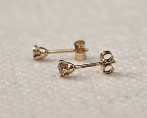 Image of 9ct gold 2.5mm 'little champagne diamond' stud earrings