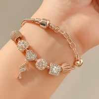 Image 2 of Elegant Rose Gold Love Charm Bracelet