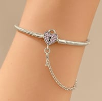 Image 2 of Heart Lock Charm Safety Chain Bracelet