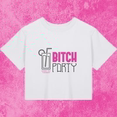 Image of B!TCH PARTY PINK LOGO CROPPED TEE