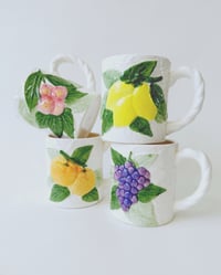 Image 1 of 1980's Porcelain Fruit Mugs (set of 4)