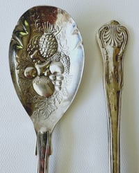 Image 1 of Vintage Italian Silver Serving Spoons