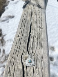 Image 1 of Sterling Silver Cow Tag Necklace with Turquoise