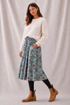 Blue Retro Floral Corduroy Rachael Skirt with free postage 