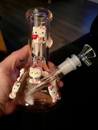 Image 3 of 6.5 Inch 3Pink Hello Kitty Glass Bong Quality Tobacco Smoking Water Pipe Hookah