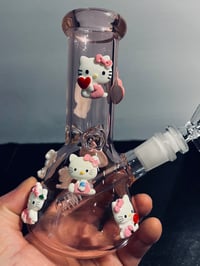 Image 2 of 6.5 Inch 3Pink Hello Kitty Glass Bong Quality Tobacco Smoking Water Pipe Hookah