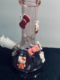 Image 4 of 6.5 Inch 3Pink Hello Kitty Glass Bong Quality Tobacco Smoking Water Pipe Hookah