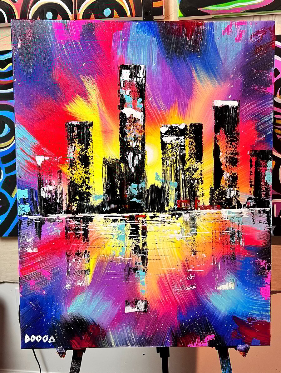 Image of City by the water 2 - ORIGINAL PAINTING 
