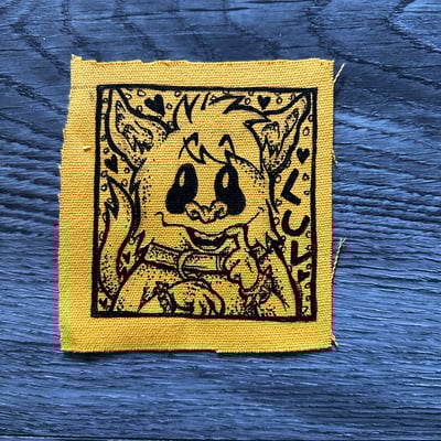Image of "Pif" - 3.5x3.5" - Hand-Drawn Canvas Patch - Yellow / Off-White