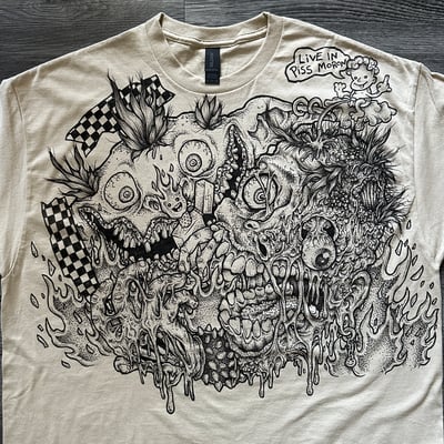 Image of "Live In Piss Moron" - XTRA-LARGE Hand-Drawn T-Shirt w/ Label