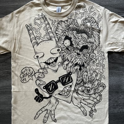Image of "End Urself My Man" - SMALL Hand-Drawn T-Shirt w/ Label