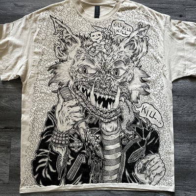 Image of "Kill Kill Kill Kill" - XTRA-LARGE Hand-Drawn T-Shirt w/ Label