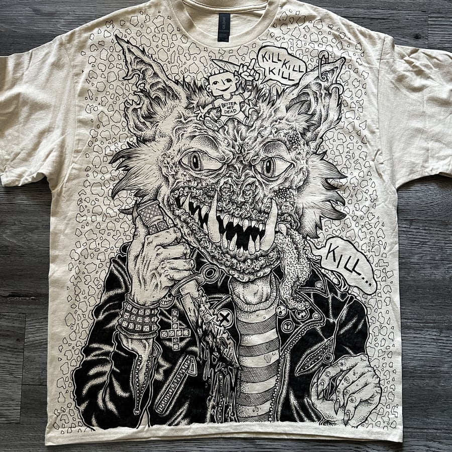 Image of "Kill Kill Kill Kill" - XTRA-LARGE Hand-Drawn T-Shirt w/ Label