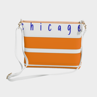 Vegan Pebble Leather Crossbody Purse | Chicago Orange and White Stripes