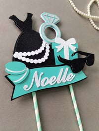 Image 3 of Bride & Co Party Decor. Breakfast At Tiffany Personalized Robin Egg Large Cake Topper