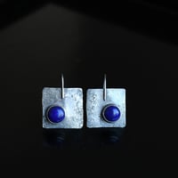 Image 2 of Rustic Lapis Lazuli Silver Earrings