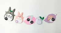 Image 3 of Forest Spirits Totoro Girls Birthday Party Banner Garland. Studio Ghibli Party Decors. Baby Shower