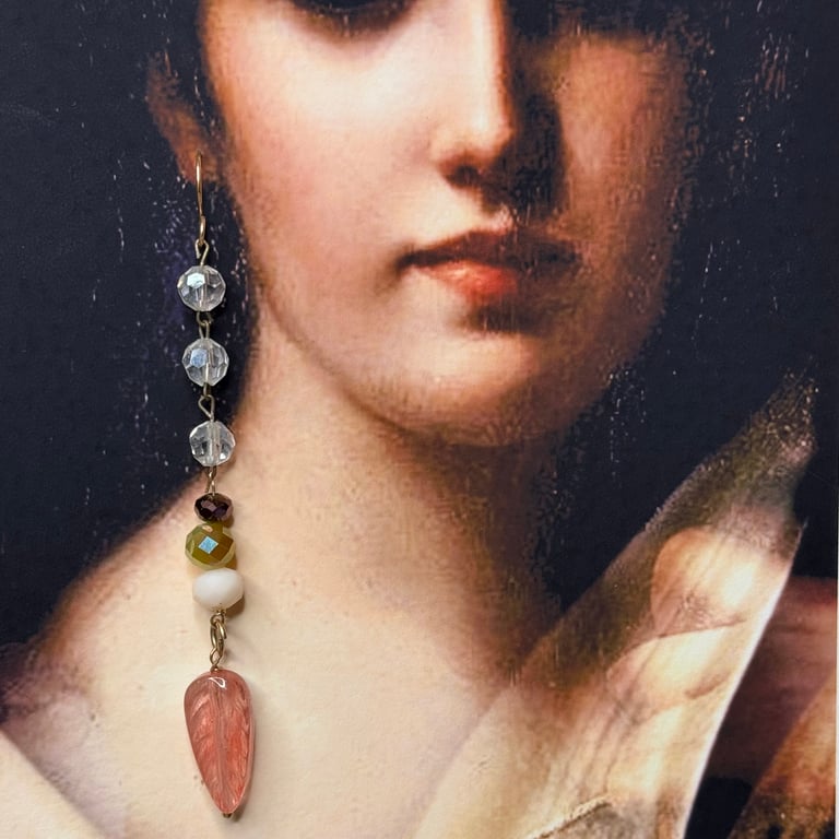 Vintage crystal and bead earrings Image 2