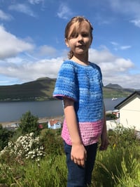 Image 1 of Bluse blå/lyserød