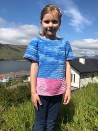 Image 2 of Bluse blå/lyserød