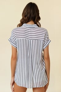 Image 5 of Striped Short Sleeve Shirt With Rolled Cuffs
