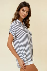 Image 3 of Striped Short Sleeve Shirt With Rolled Cuffs