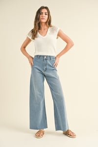 Image 8 of Straight Wide Leg Denim Pants