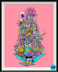 PINK SANTA Print A2
