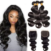 Image 2 of Super Virgin Brazilian Straight  3 Bundles With 5x5 HD Lace Closure  