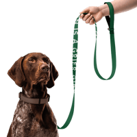 Image 1 of Pet leash - green leash with white text: MY HUMAN IS A GRIER GIRL
