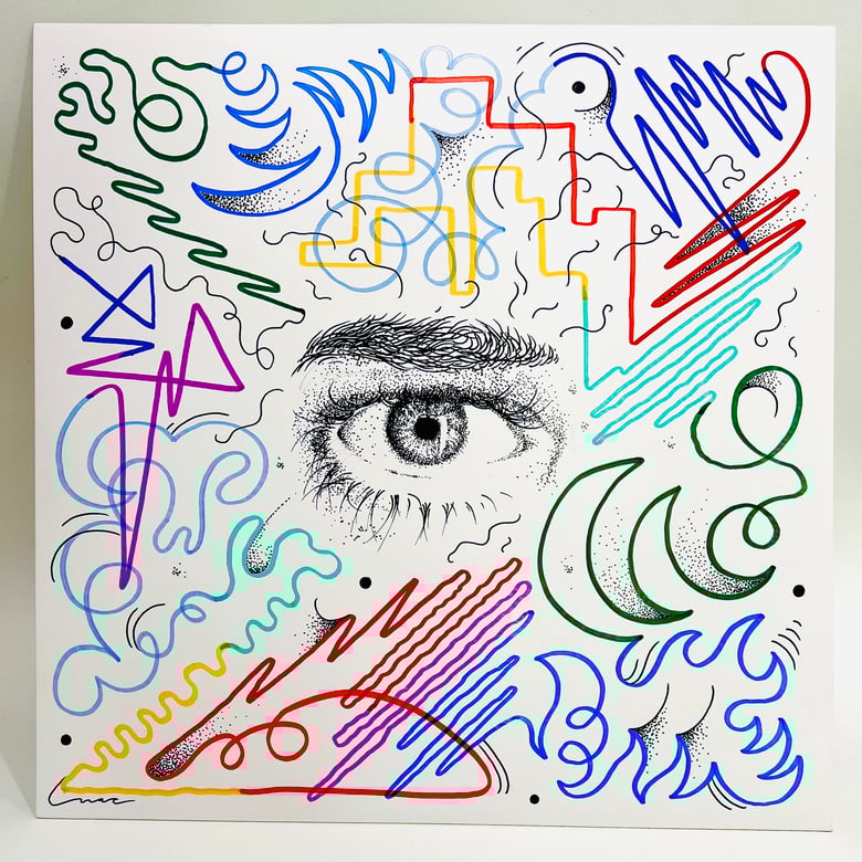 Image of “Revelation on the Beach” hand drawn cover 3/5 with limited edition green vinyl LP