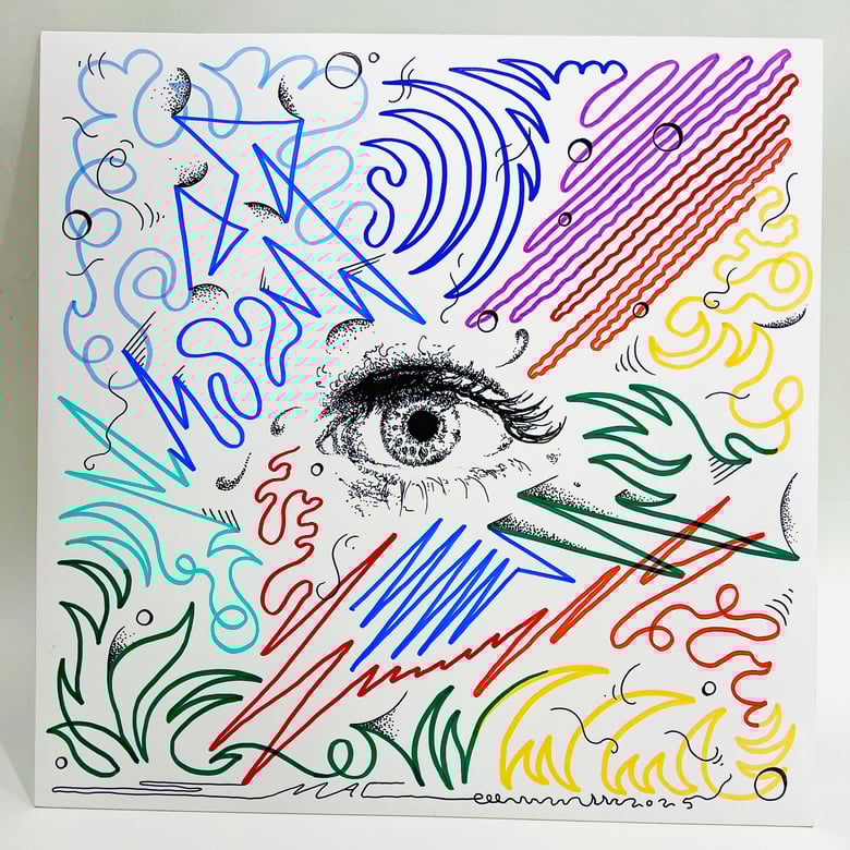 Image of “Revelation on the Beach” hand drawn cover 4/5 with limited edition green vinyl LP