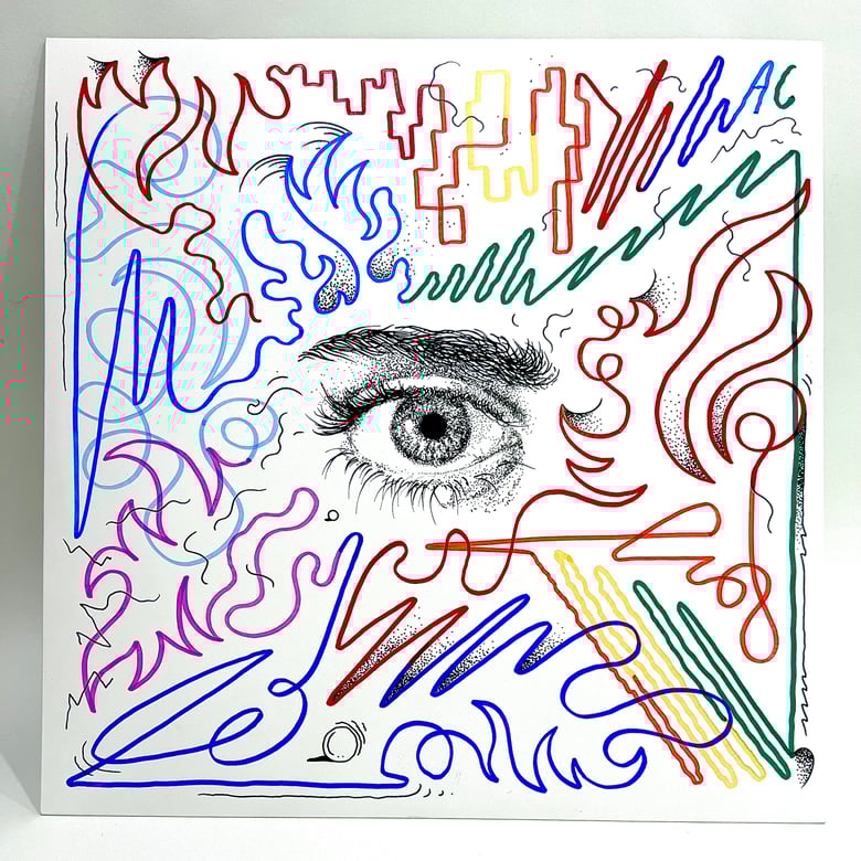 Image of “Revelation on the Beach” hand drawn cover 5/5 with limited edition green vinyl LP