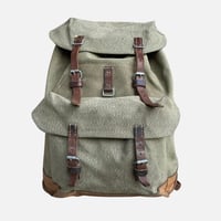 Image 1 of  SWISS ARMY LEATHER/SALT & PEPPER CANVAS RUCKSACK  C. 1963
