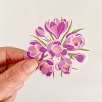 Image 1 of Clear Crocus Flower Bouquet Sticker