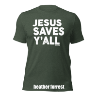 Image 3 of Jesus Saves Y'all Canvas Bella Tee with white ink - FREE SHIPPING!!