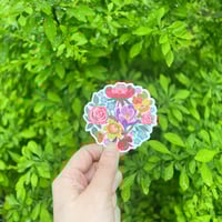 Image 3 of Die-Cut Multi-Floral Bouquet Sticker on White Background