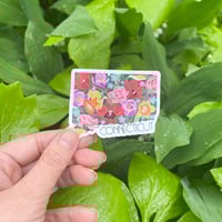 Image 3 of Die-Cut Connecticut State Multi-Floral Bouquet Sticker on White Background