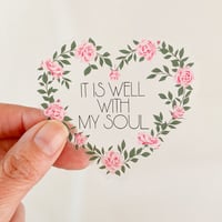 Image 1 of It Is Well With My Soul Clear Floral Heart Sticker
