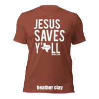 Image 4 of Jesus Saves Y'all Texas Canvas Bella Tee with white ink - FREE SHIPPING!