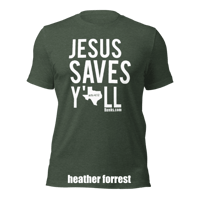 Image 3 of Jesus Saves Y'all Texas Canvas Bella Tee with white ink - FREE SHIPPING!