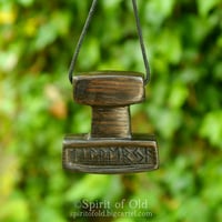 Image 4 of Bog Oak Thor's Hammer Pendant (PE1915)