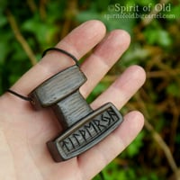 Image 1 of Bog Oak Thor's Hammer Pendant (PE1915)