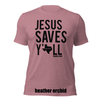 Image 5 of Jesus Saves Y'all Canvas Bella Texas Tee with black ink - FREE SHIPPING!!