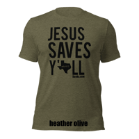 Image 2 of Jesus Saves Y'all Canvas Bella Texas Tee with black ink - FREE SHIPPING!!