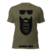 Image 3 of Jesus Saves Y'all Beared Canvas Bella tee - FREE SHIPPING!!