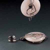 Image 2 of Rose Quartz Heart Chain Ear Weights - Love Stone - Crystal Chain Hangers - Stretched Ears - Saddle P