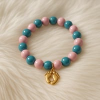 Image 1 of Bundle of Joy – Pink & Blue Beaded Baby Foot Charm Bracelet | Gender Reveal & New Mom Gift
