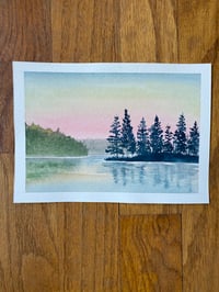 Image 3 of Lake at Dusk - Customizable Original Watercolor